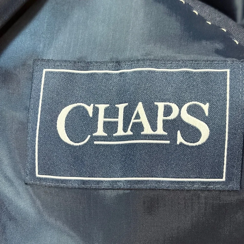 Chaps Suit Jacket Mens 44S Blue Sport Coat Blazer Two Button Stretch